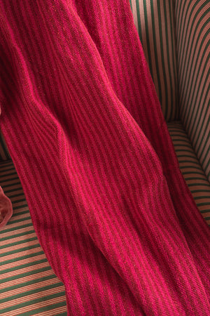 Red & Pink Recycled Cotton Striped Throw