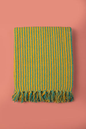 Yellow & Green Recycled Cotton Striped Throw