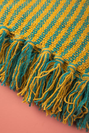 Yellow & Green Recycled Cotton Striped Throw