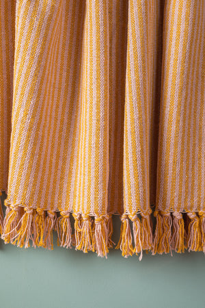 Pale Pink & Mustard Recycled Cotton Striped Throw