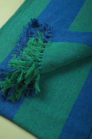 Blue & Green Recycled Cotton Wide Stripe Throw