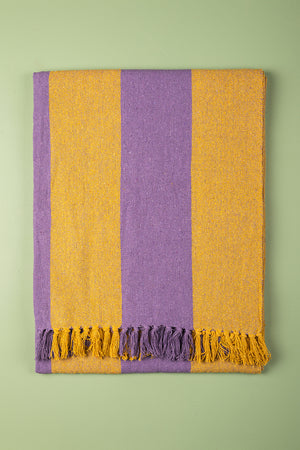 Lilac & Yellow Recycled Cotton Wide Stripe Throw