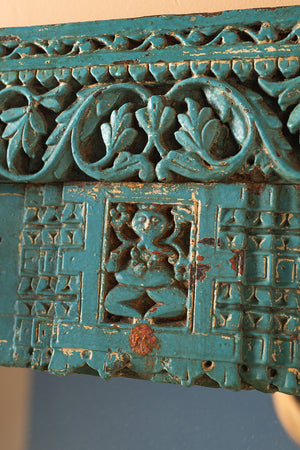 Carved Vintage Blue Wall Mirror