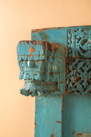 Carved Vintage Blue Wall Mirror