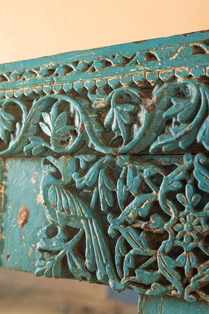 Carved Vintage Blue Wall Mirror
