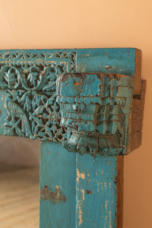 Carved Vintage Blue Wall Mirror