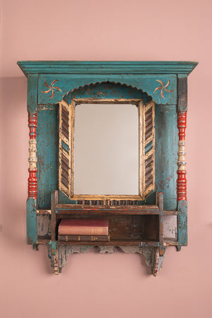 Vintage Blue Temple Wall Mirror