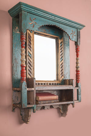 Vintage Blue Temple Wall Mirror