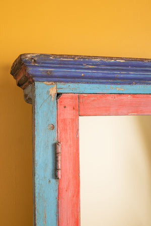 Vintage Blue & Red Temple Wall Mirror