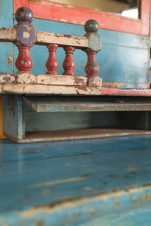 Vintage Blue & Red Temple Wall Mirror