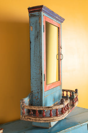 Vintage Blue & Red Temple Wall Mirror