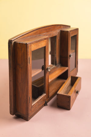 Wooden Vintage Wall Mirror with Cabinets