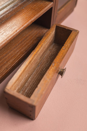 Wooden Vintage Wall Mirror with Cabinets