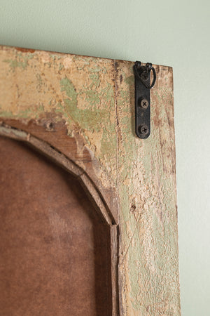 Vintage Teal Green Carved Door Panel Mirror