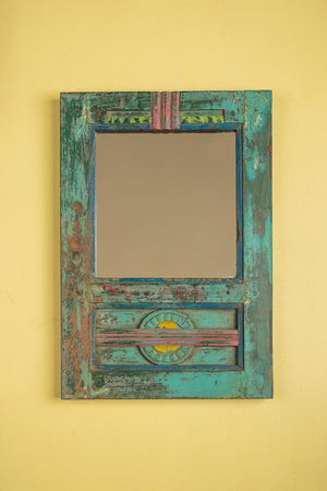 Blue Carved Vintage Wall Mirror