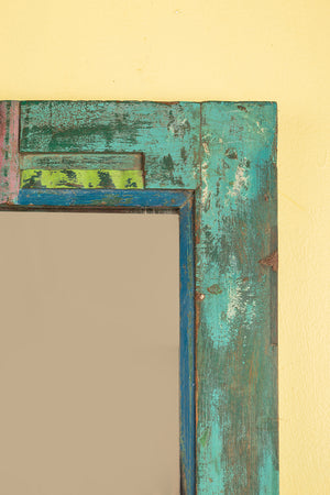 Blue Carved Vintage Wall Mirror