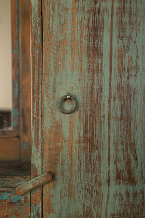 Vintage Blue Wall Mirror with Cupboards