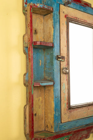 Blue & Red Vintage Mirrored Wall Cabinet