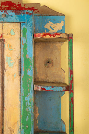 Blue & Red Vintage Mirrored Wall Cabinet