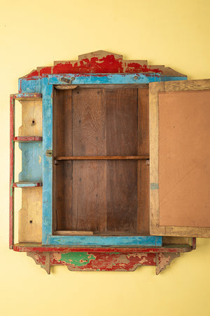 Blue & Red Vintage Mirrored Wall Cabinet