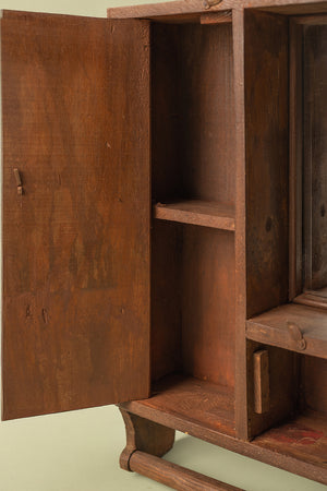 Wooden Vintage Wall Mirror with Cupboards