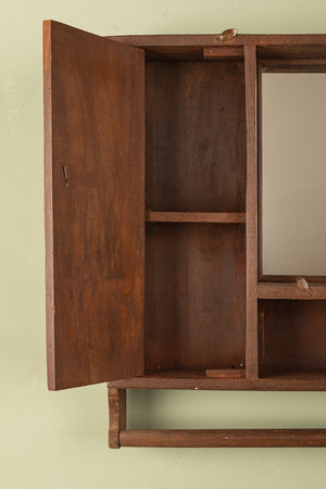 Wooden Vintage Wall Mirror with Cupboards