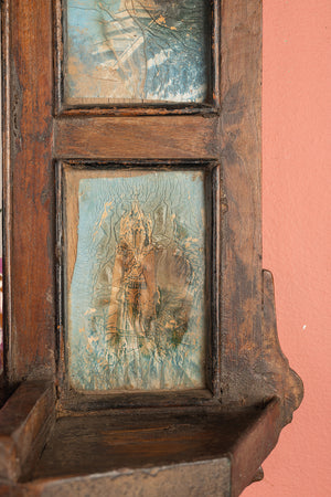 Wooden Vintage Temple Wall Mirror