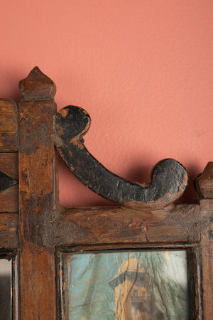 Wooden Vintage Temple Wall Mirror