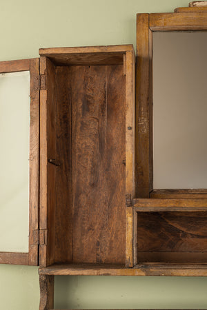 Vintage Cream Wall Mirror with Cabinets