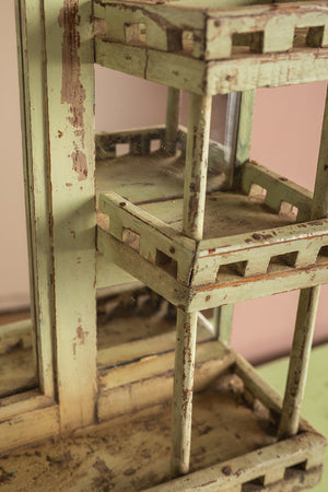 Vintage Pale Green Temple Wall Mirror