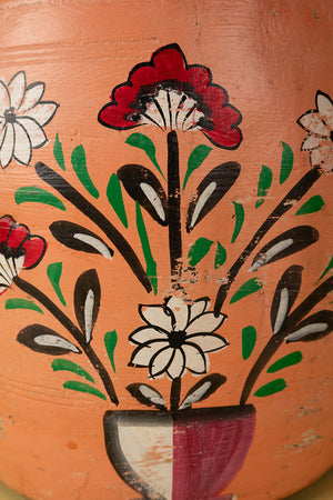 Hand Painted Vintage Large Wooden Pot (Re-worked) - 15