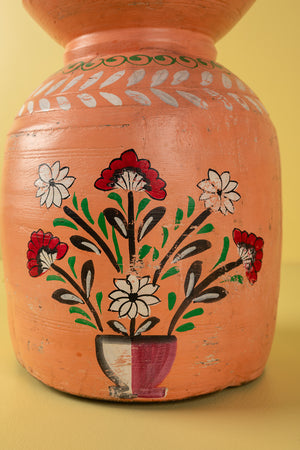 Hand Painted Vintage Large Wooden Pot (Re-worked) - 15