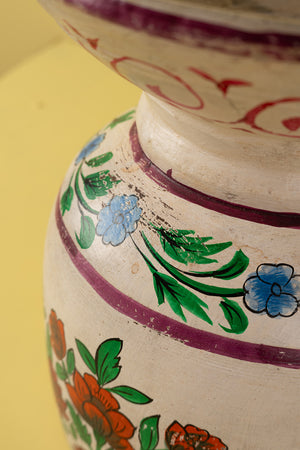 Hand Painted Vintage Large Wooden Pot (Re-worked) - 16