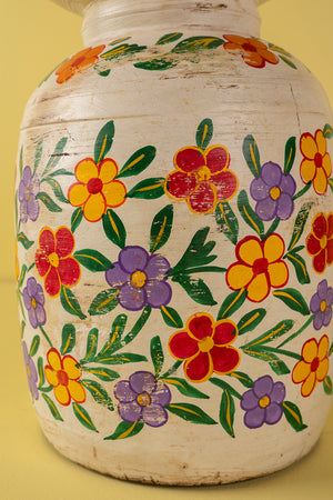 Hand Painted Vintage Large Wooden Pot (Re-worked) - 18