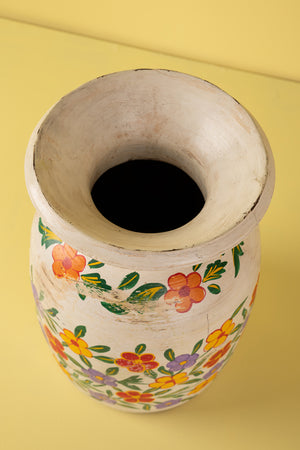 Hand Painted Vintage Large Wooden Pot (Re-worked) - 18