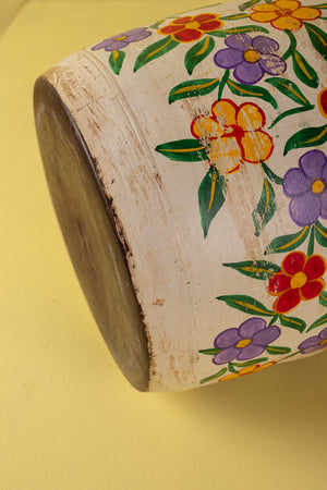 Hand Painted Vintage Large Wooden Pot (Re-worked) - 18