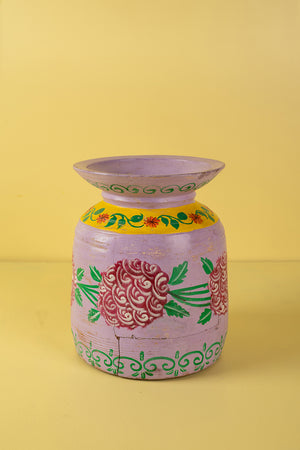 Hand Painted Vintage Large Wooden Pot (Re-worked) - 20