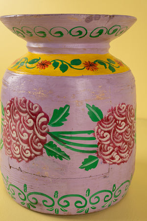 Hand Painted Vintage Large Wooden Pot (Re-worked) - 20