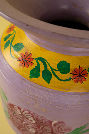 Hand Painted Vintage Large Wooden Pot (Re-worked) - 20