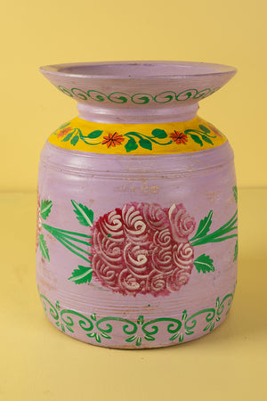 Hand Painted Vintage Large Wooden Pot (Re-worked) - 20
