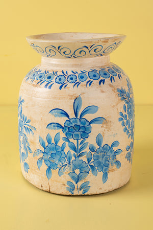 Hand Painted Vintage Large Wooden Pot (Re-worked) - 21