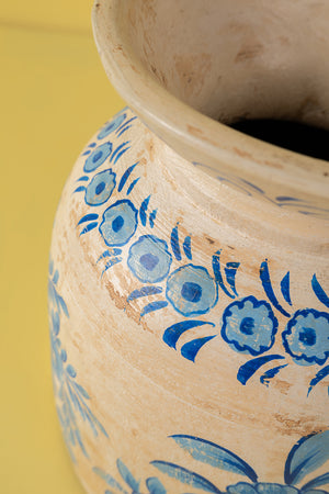 Hand Painted Vintage Large Wooden Pot (Re-worked) - 21