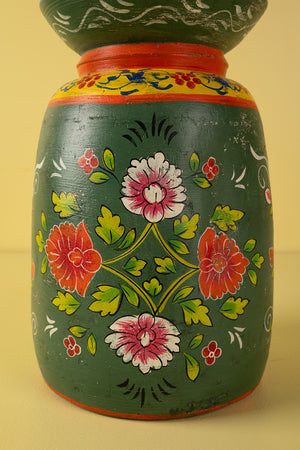 Hand Painted Vintage Large Wooden Pot (Re-worked) - 22
