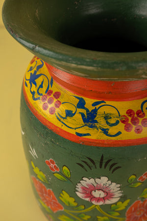 Hand Painted Vintage Large Wooden Pot (Re-worked) - 22