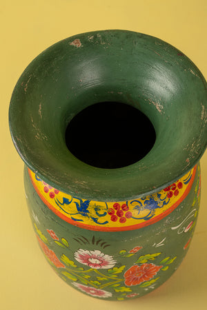 Hand Painted Vintage Large Wooden Pot (Re-worked) - 22