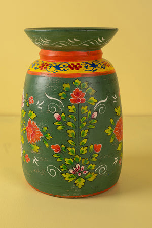 Hand Painted Vintage Large Wooden Pot (Re-worked) - 22