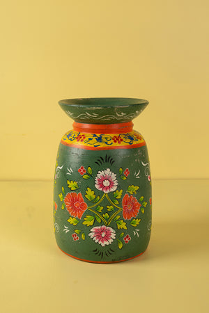 Hand Painted Vintage Large Wooden Pot (Re-worked) - 22