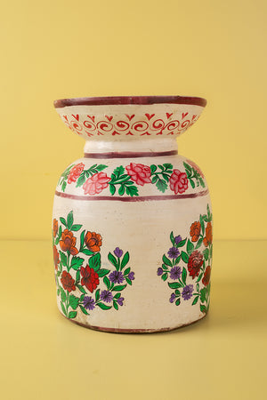 Hand Painted Vintage Large Wooden Pot (Re-worked) - 23
