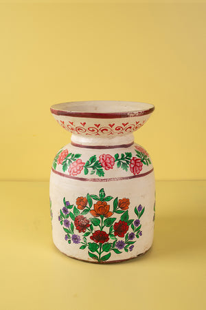 Hand Painted Vintage Large Wooden Pot (Re-worked) - 23