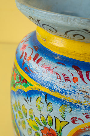 Hand Painted Vintage Large Wooden Pot (Re-worked) - 24